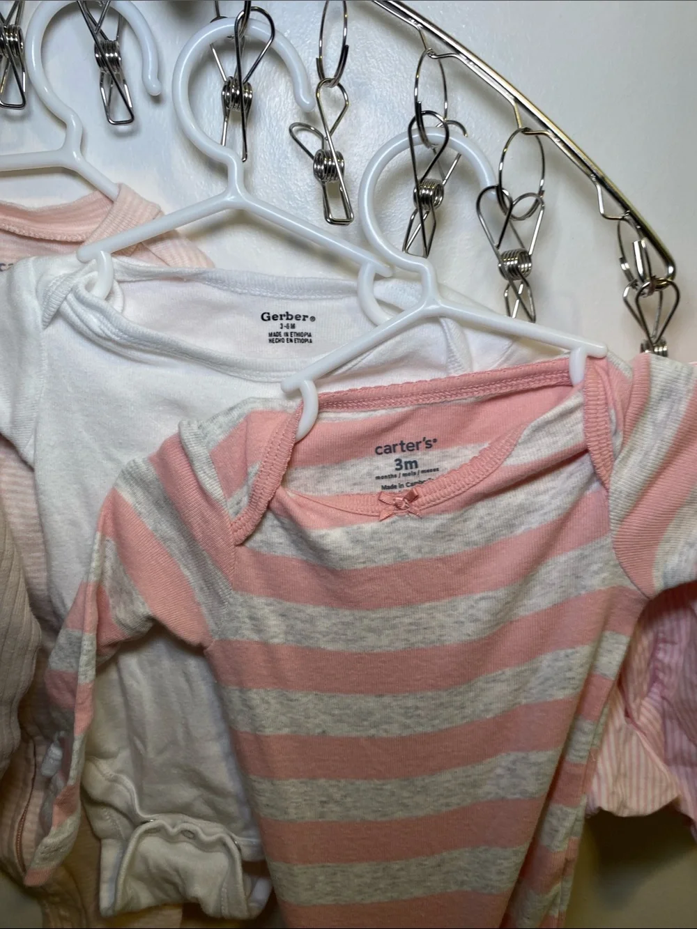 Carter's Pink & Neutral Striped Long-Sleeve Baby Bodysuit Set, with other brands